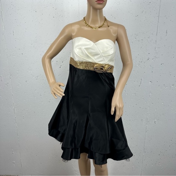 Vintage Jessica McClintock for Gunne Sax size 9 Black Strapless Layered Dress - Picture 1 of 16